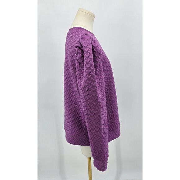 Fate Quilted Puff Sleeve Sweatshirt – Size Large (Dusty Orchid) - Picture 2 of 7